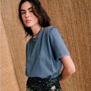 Sezane Paxton T-shirt in Washed Blue size XS